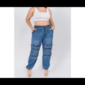 Plus size high waist cargo pants